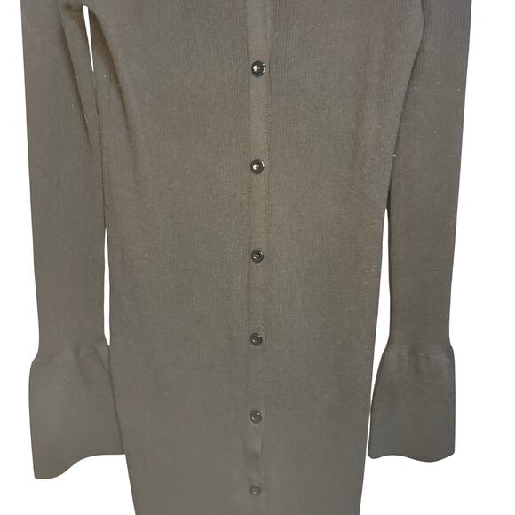 Paige Black Sundara Dress Midi 70s Bell Sleeves Winter Fall Ribbed Button Up XL - Picture 10 of 11